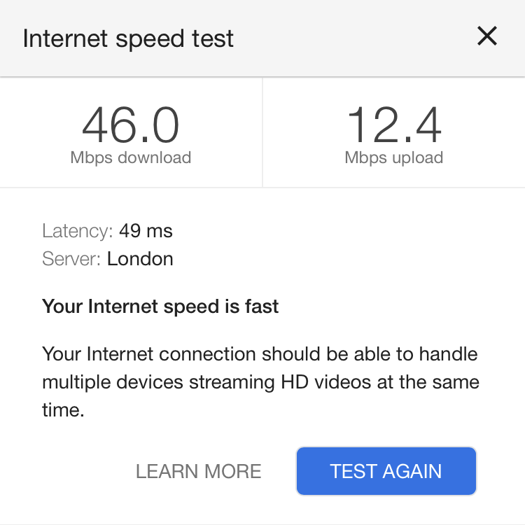 Speed test